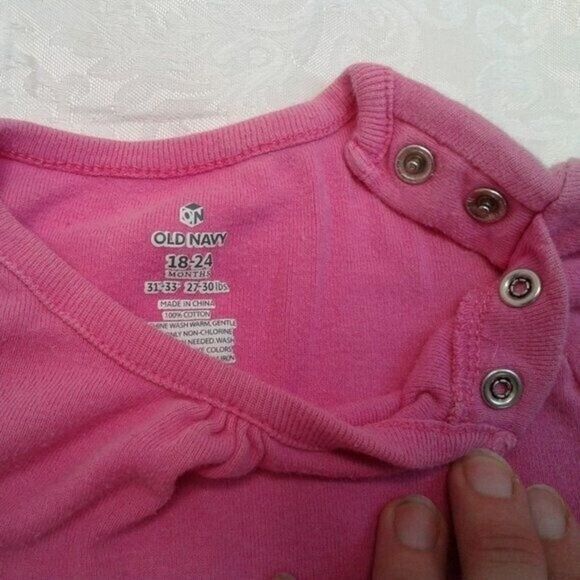 Old Navy 3 Piece Overall Jean Dress Longsleeve Onesie Bloomers Blue Pink 18-24M - Picture 11 of 12